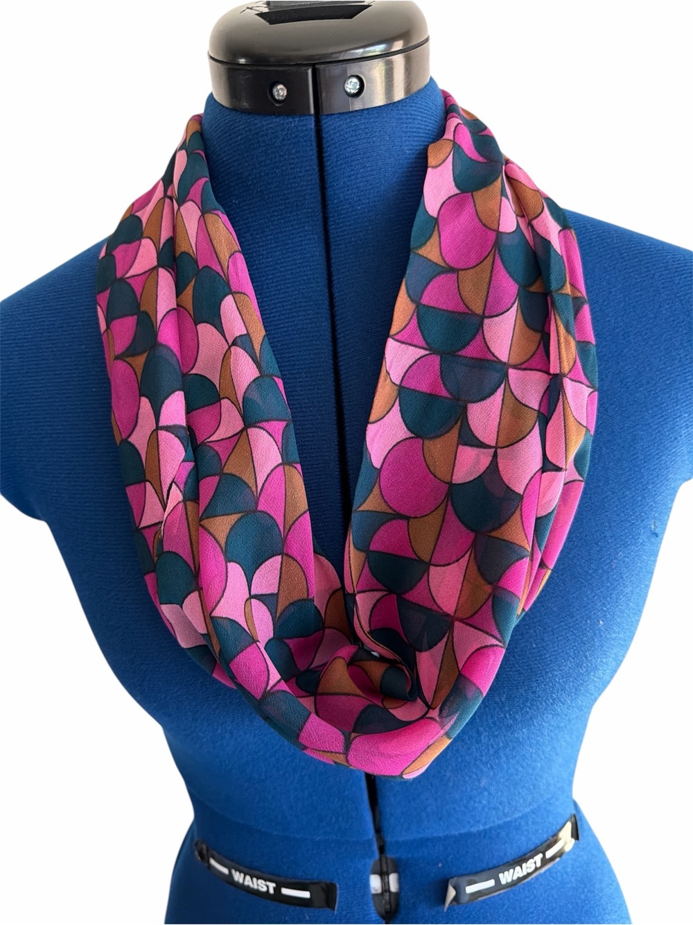 Patterned Pink Multi-Color Infinity Scarf - Women Accessories